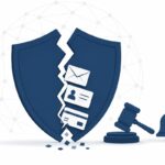 Cracked shield with personal data icons illustrating data breach company obligations and notification rules