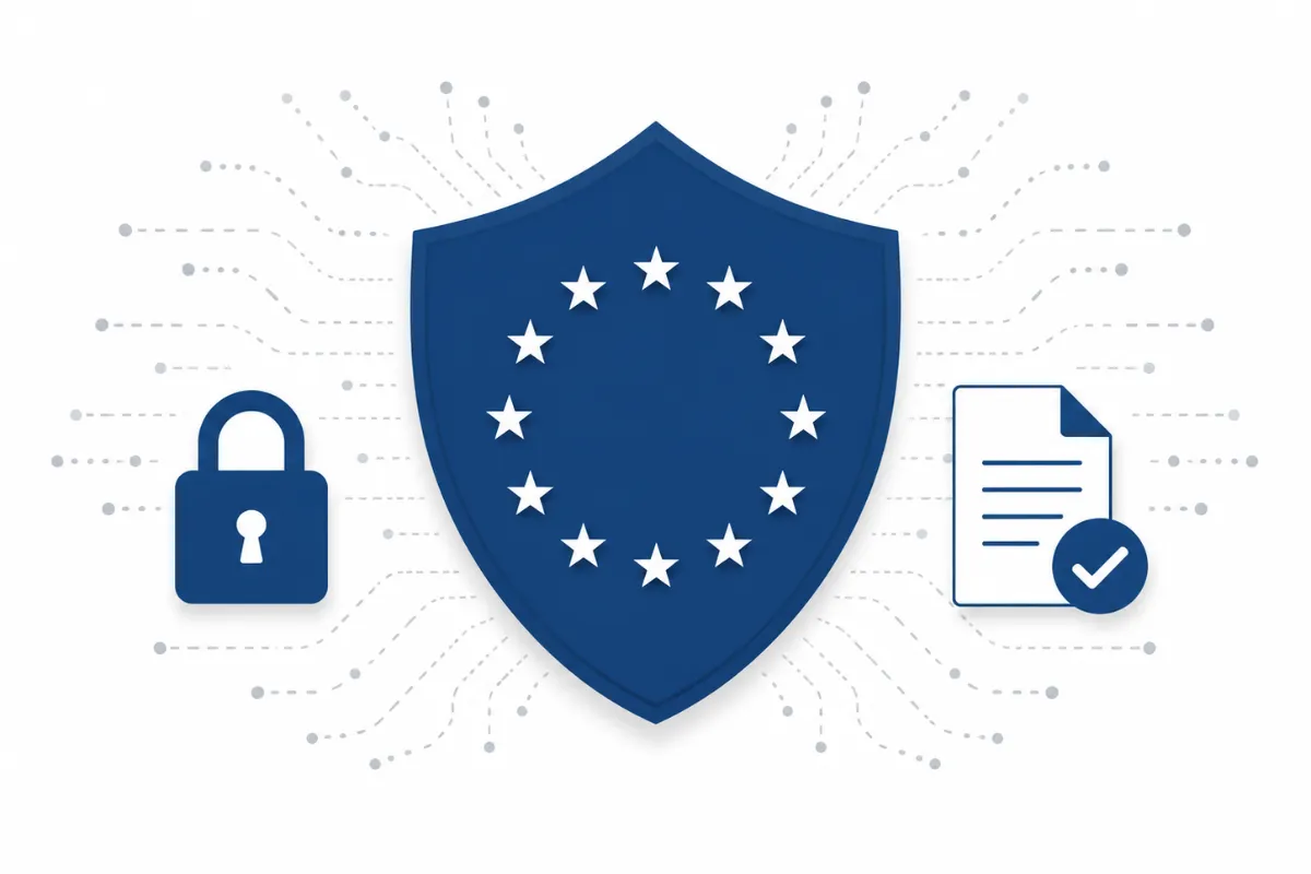 Shield with EU stars protecting personal data what is GDPR simple explanation