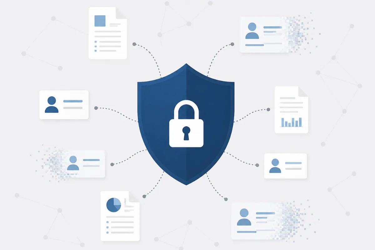 Shield with lock icon blocking personal data profiles how to opt out of data brokers guide