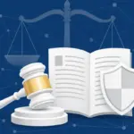 Gavel and legal document with shield icon representing employment discrimination attorney rights in California