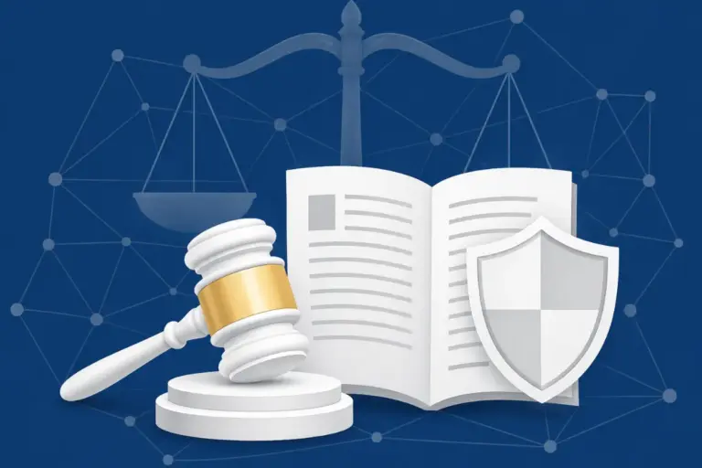 Gavel and legal document with shield icon representing employment discrimination attorney rights in California