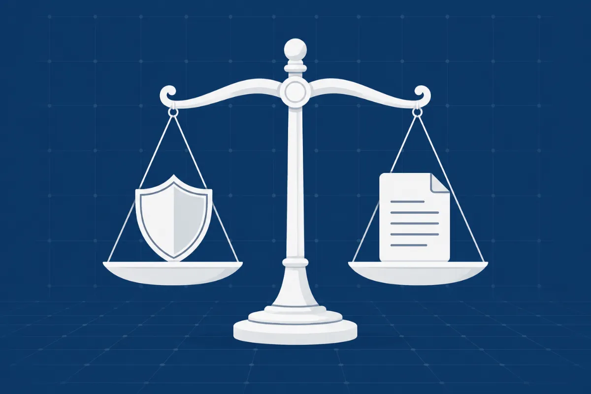 Employment discrimination lawyer guide — scales of justice and legal documents on dark blue background