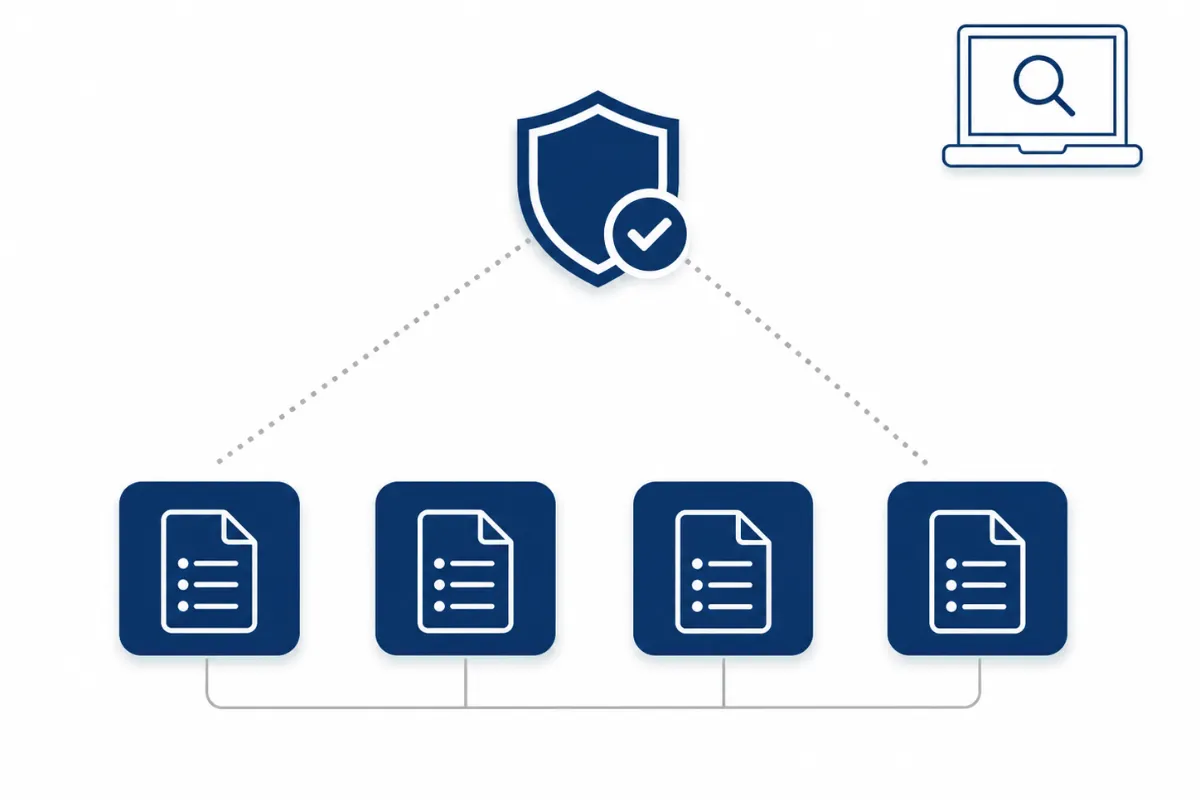 Magnifying glass over broker icons shows how to find out data brokers have my information