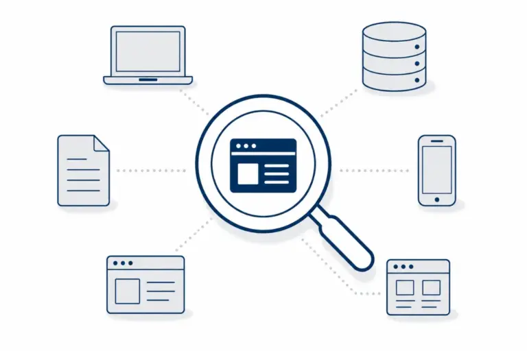 Document icons for state registries linking to a shield, illustrating data broker registry checks