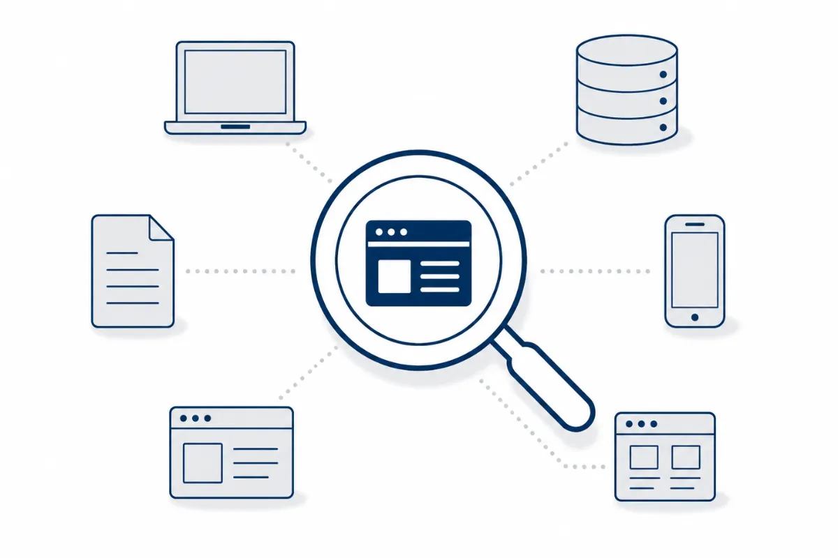 Document icons for state registries linking to a shield, illustrating data broker registry checks